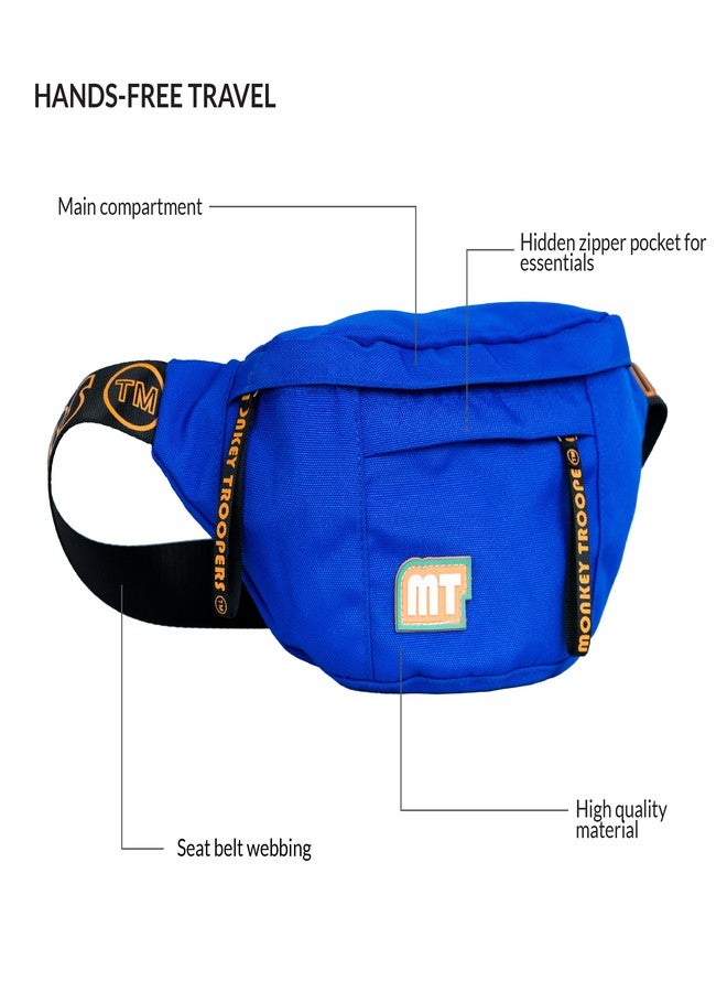 MONKEY TROOPERS Dank Waist Bag, Crossbody, Fanny Pack/Chest Bag of Men Women Girls Boys, Durable, Comfortable, and Spacious, Quick Access for Travel, Causal, Hikking, Everyday (Blue) - Image 5